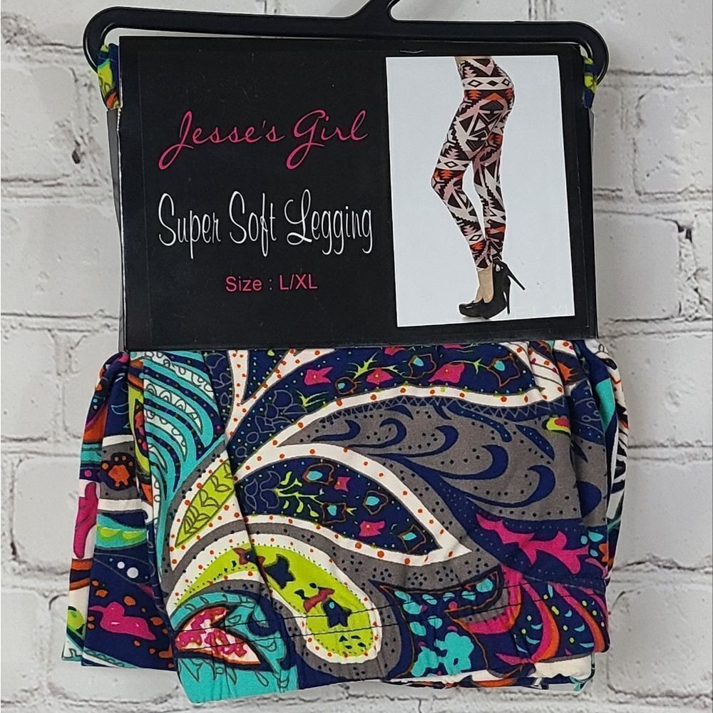 Psychedelic Paisley Leggings High Waist Stretch Pants L/XL NWT Super Soft Boho - Picture 4 of 5